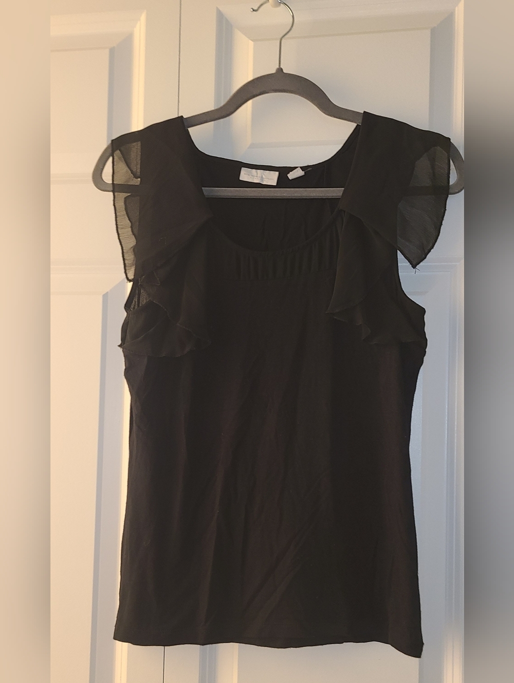 New York & Company Black Ruffle Sleeve Camisole